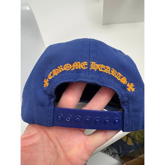 Men's Chrome Hearts Blue/Orange CH Cross Patch Baseball Trucker Hat - Picture 7 of 9